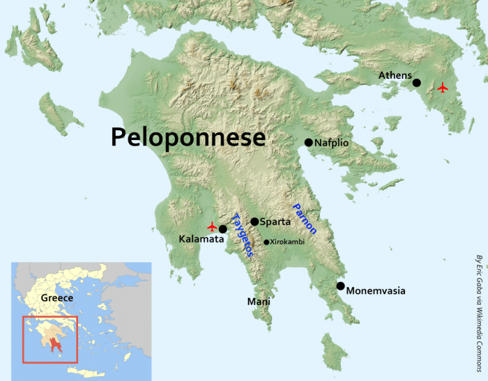 Map of ancient greece laconia