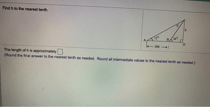 Find h to the nearest tenth