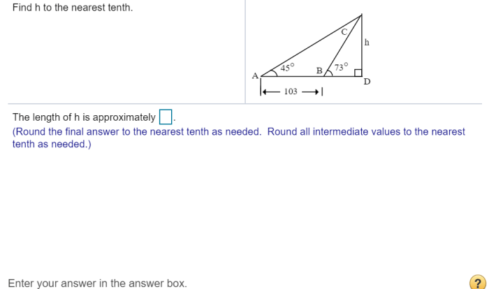 Find h to the nearest tenth