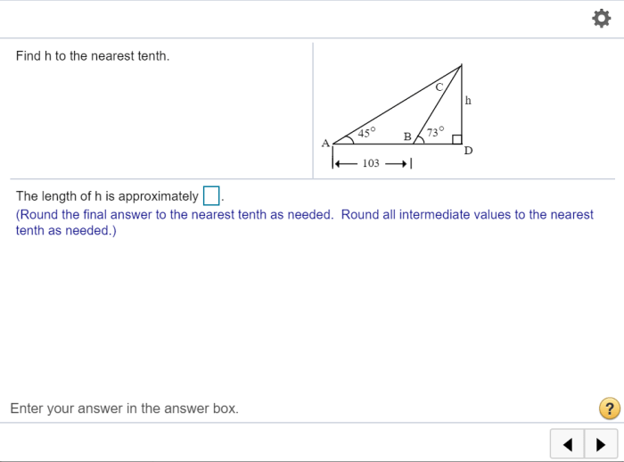 Find h to the nearest tenth