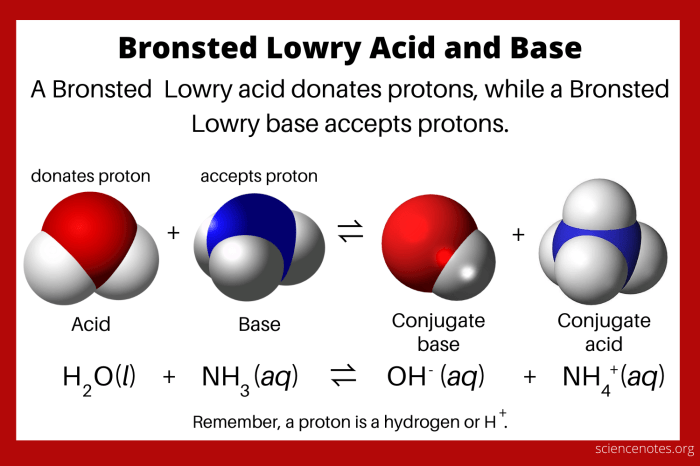 Identify the bronsted lowry acid in the following reaction